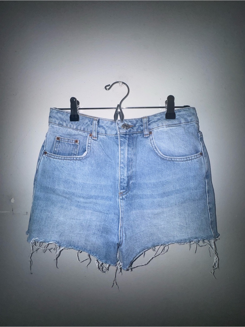 Topshop Light Blue High-Rise Denim Cutoff Shorts